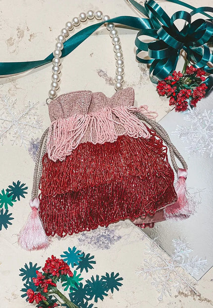 Red Fringe Potli