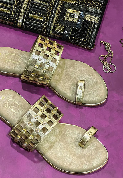 Autumn Mesh - Light Gold Open Toe