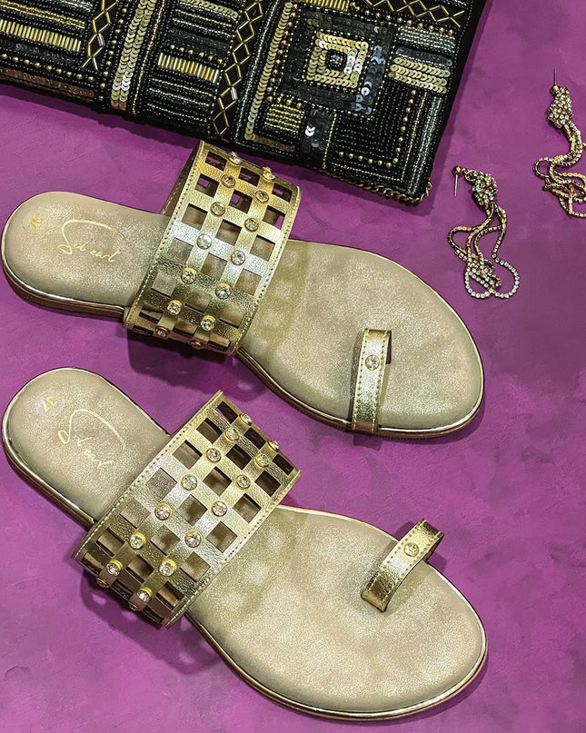 Autumn Mesh – Light Gold Open Toe