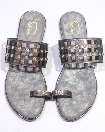 Autumn Mesh – Metallic Grey Open Toe