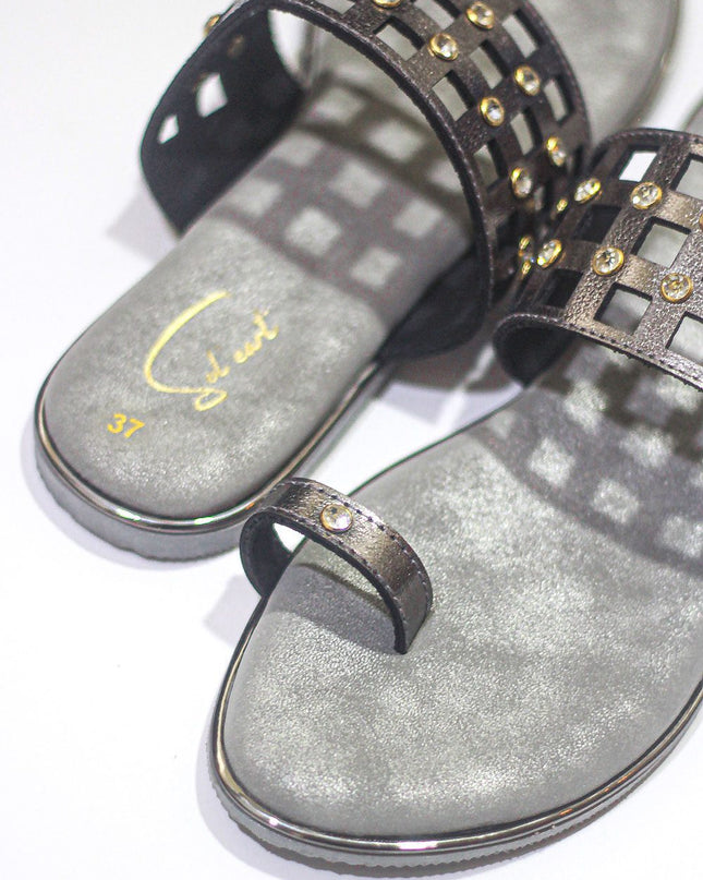 Autumn Mesh – Metallic Grey Open Toe