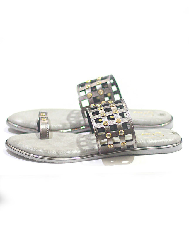 Autumn Mesh – Metallic Grey Open Toe