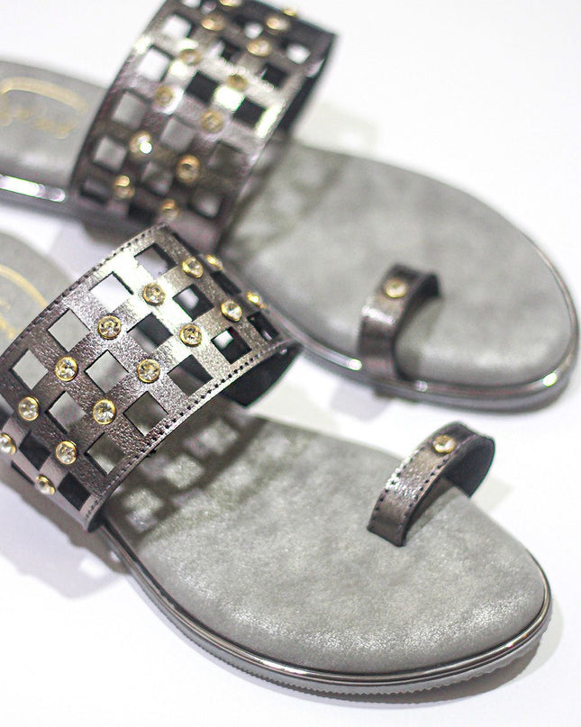 Autumn Mesh – Metallic Grey Open Toe