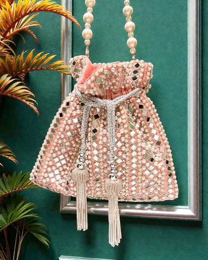 Mirror Pearl Coral Potli
