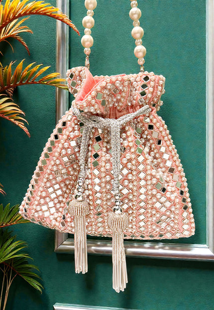 Mirror Pearl Coral Potli