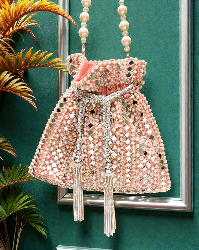 Mirror Pearl Coral Potli
