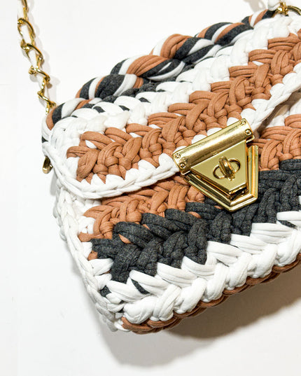 Brown multicolour yarn bag