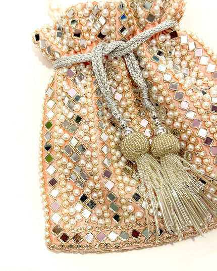 Mirror Pearl Coral Potli