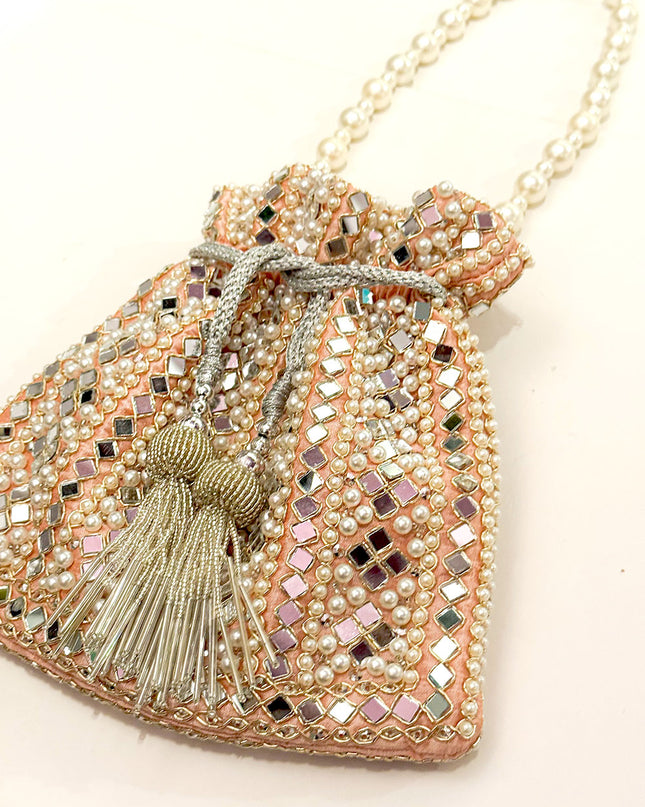 Mirror Pearl Coral Potli